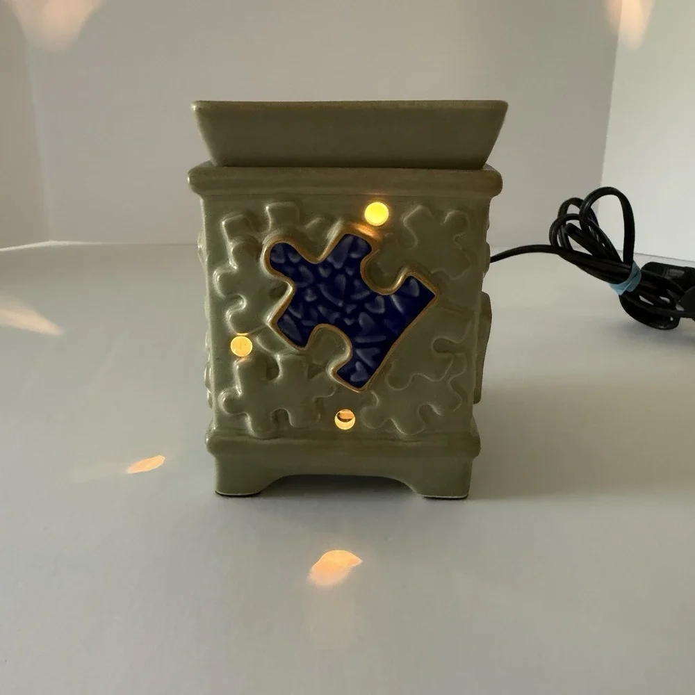 Scentsy Piece By Piece Autism Speaks Wax Warmer Full Size Tested Working